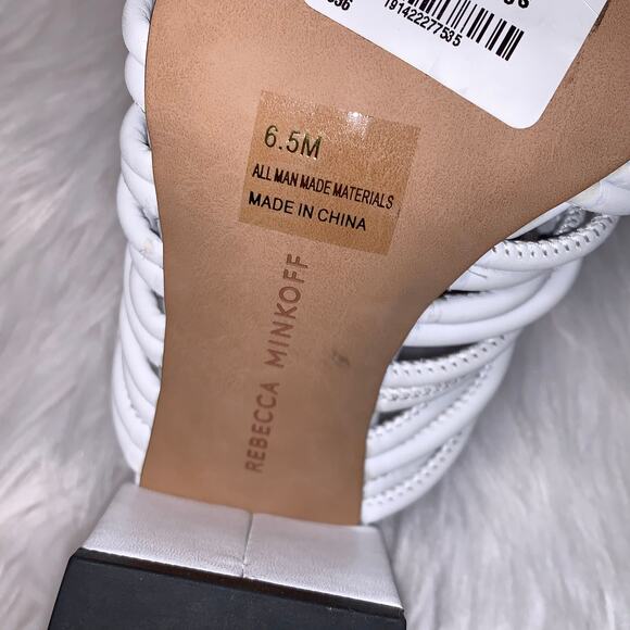 Rebecca Minkoff Calanthe Block Heel Knotted White Mules Slip-on Heels - Picture 12 of 13